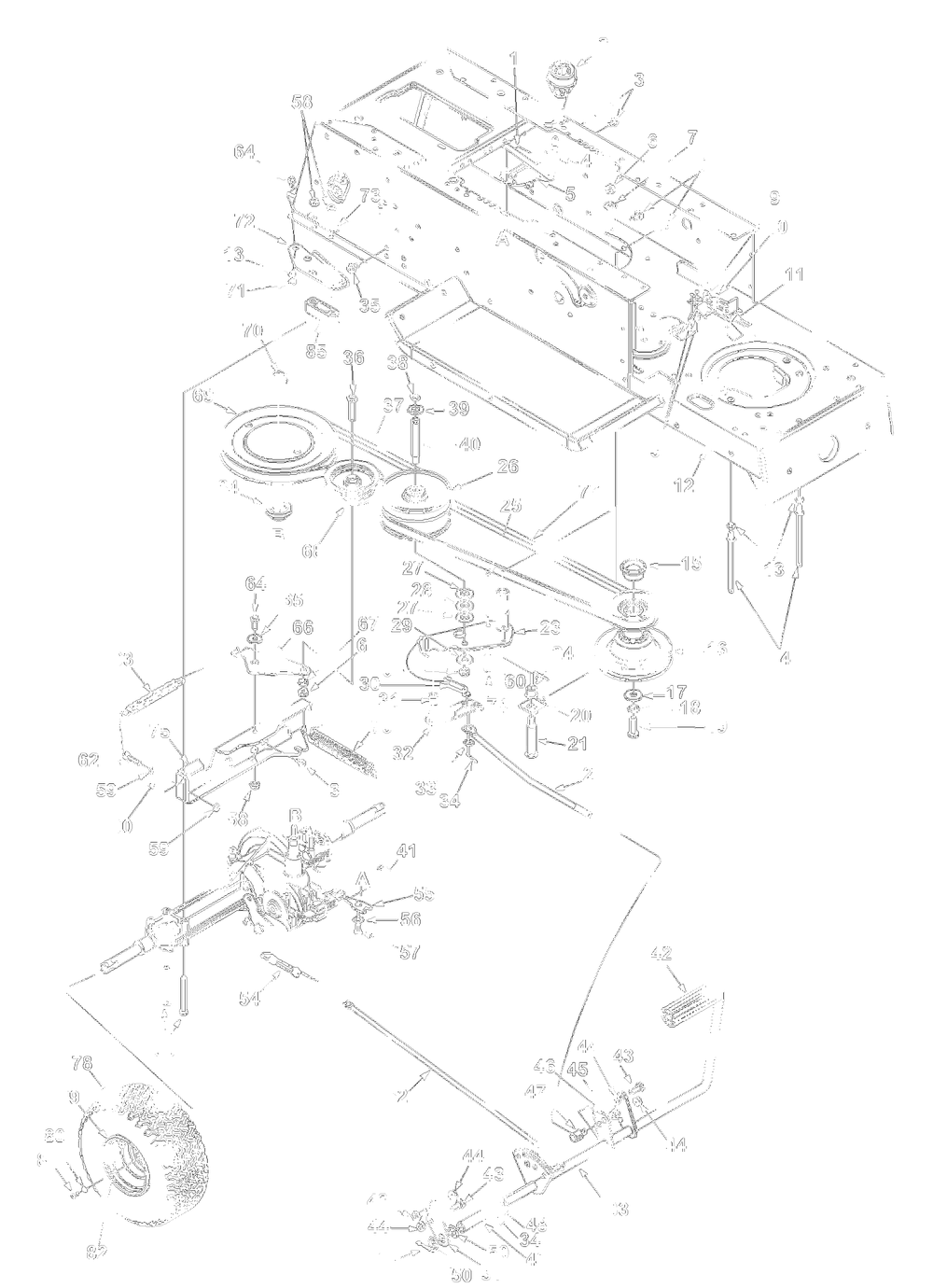 Drive, Controls, Wheels Rear Diagram and Parts List for 13AM675G000 2002 Yard Machines Lawn Tractor